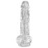 King Cock Clear 8 - prozirni dildo s testisima i vakumskom bazom (20 cm)