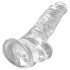 King Cock Clear 8 - prozirni dildo s testisima i vakumskom bazom (20 cm)