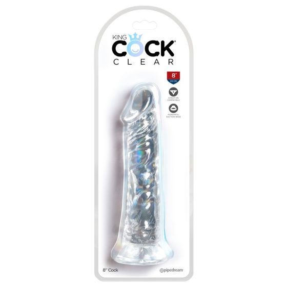 King Cock Clear 8 - vakuumska čašica, veliki dildo (20 cm)