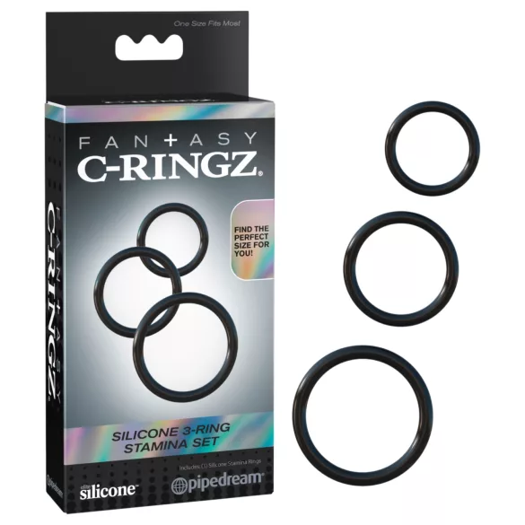 Pipedream - Fantasy C-Ringz - trostruki prsten za penis (crni)