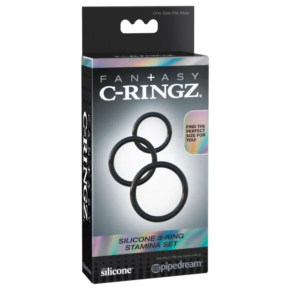 Pipedream - Fantasy C-Ringz - trostruki prsten za penis (crni)