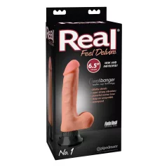   Real Feel Deluxe No.1 - realistični vibrator s testisima - natur