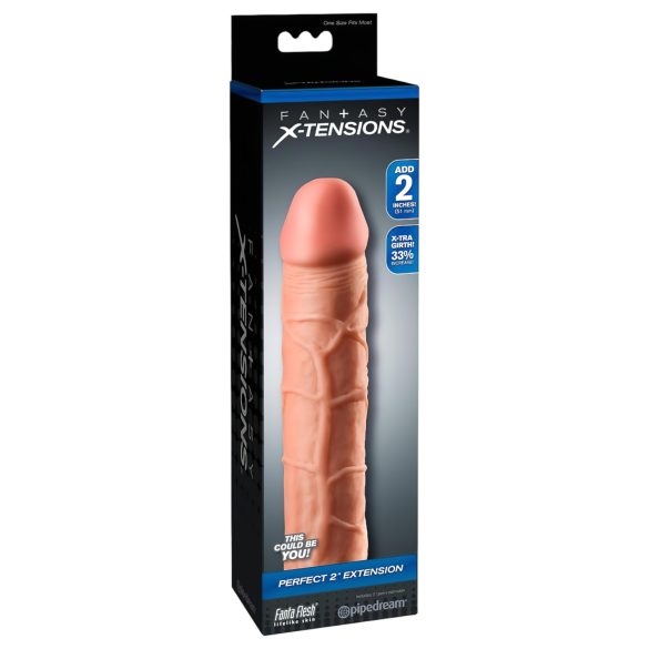 X-TENSION Perfect 2 - realistični penis rukav (20,3cm) - prirodne boje