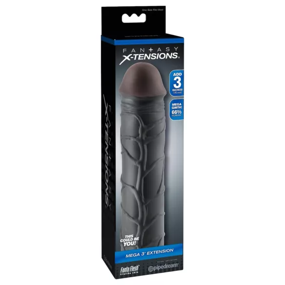 Pipedream - X-TENSION Mega 3 - realistični produžetak za penis (22,8 cm, crni)