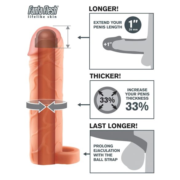 X-TENSION Perfect 1 - prsten za penis s omotačem (17,7 cm) - prirodno