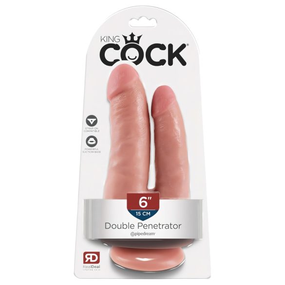 King Cock Double Penetrator - realistični dvostruki dildo (prirodna boja)