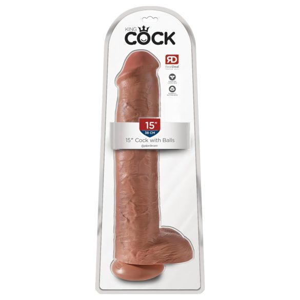 Kralj Cock 15 - divovski dildo (38 cm) - tamno prirodna boja