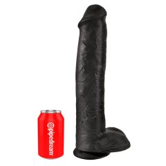   King Cock 15 - gigantski, ljepljivi, testikularni dildo (38 cm) - crni