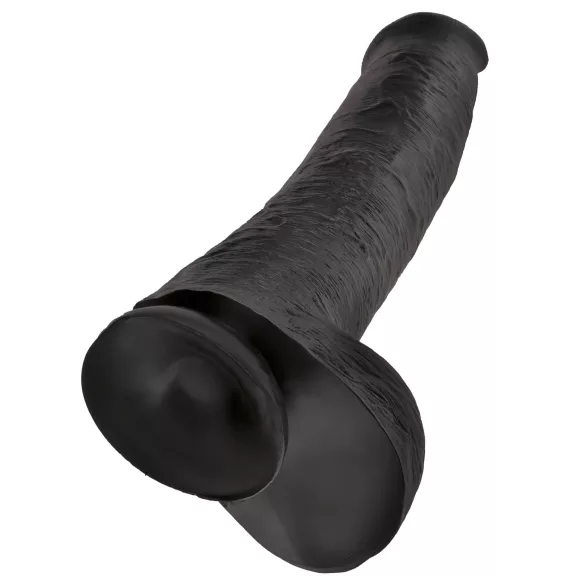 King Cock 15 - dildo s testisima i vakumskom čašom - crni 38 cm
