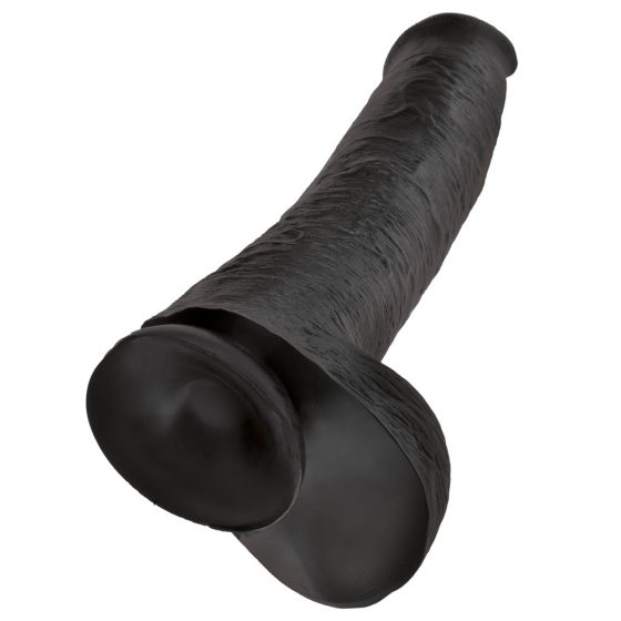 King Cock 15 - gigantski, ljepljivi, testikularni dildo (38 cm) - crni