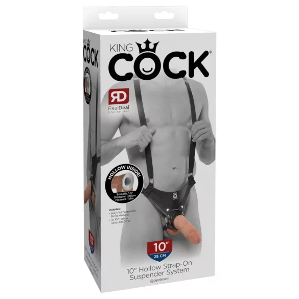 King Cock Strap-on 10 - šuplji strap-on dildo 25 cm
