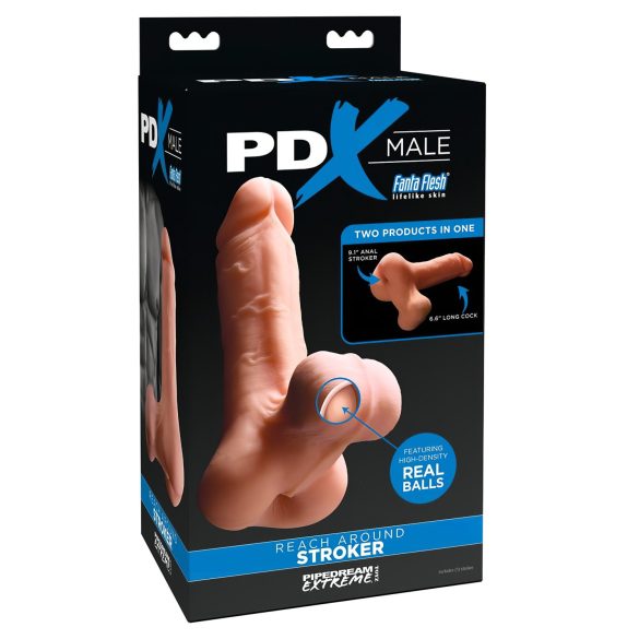 PDX Reach Around - 2u1 umjetna stražnjica i penis rukav (naturalan)