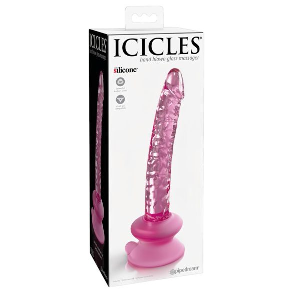 Icicles No. 86 - stakleni dildo s penisom (ružičasti)