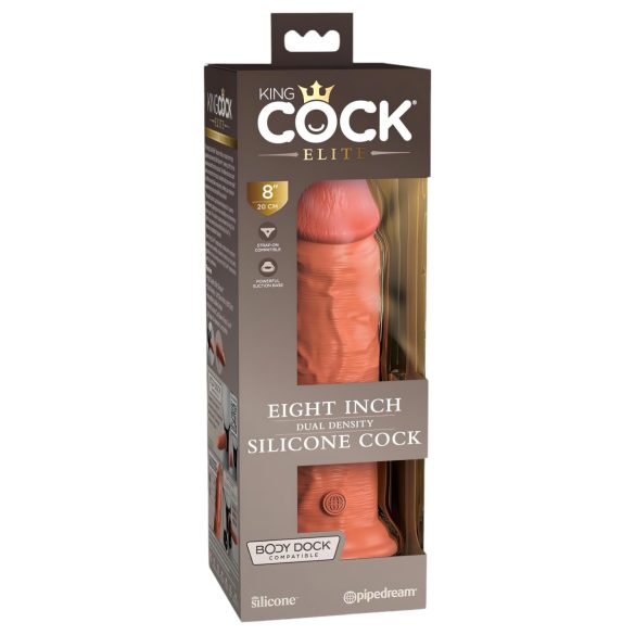 Kralj Cock Elite 8 - dildo s vakuumskom bazom (20 cm) - tamni prirodni ton