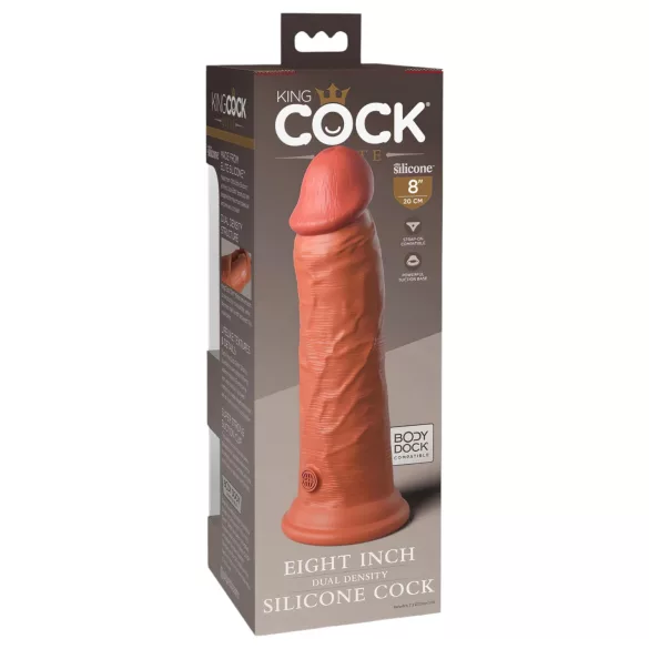 King Cock Elite 8 - dildo s vakuum bazom - 20 cm - tamna boja
