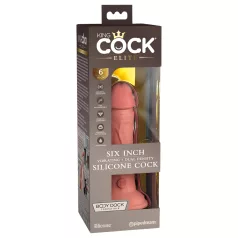   King Cock Elite - realistični vibrator s vakuumskom bazom 15 cm - prirodna boja