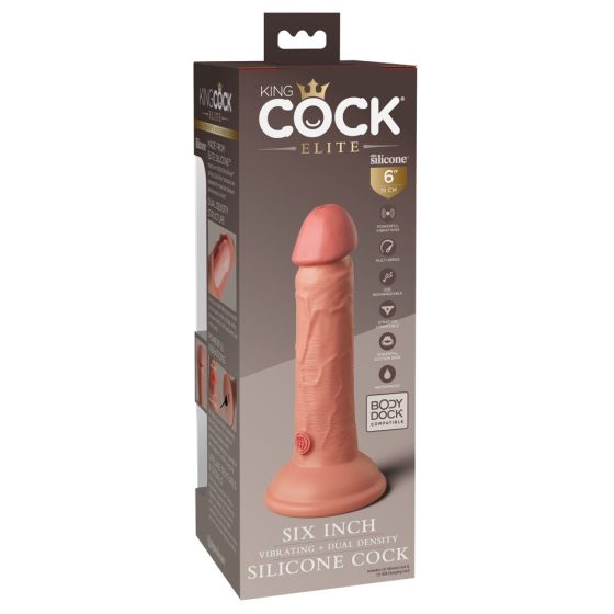 King Cock Elite 6 - realistični vibrator (15 cm) - prirodan