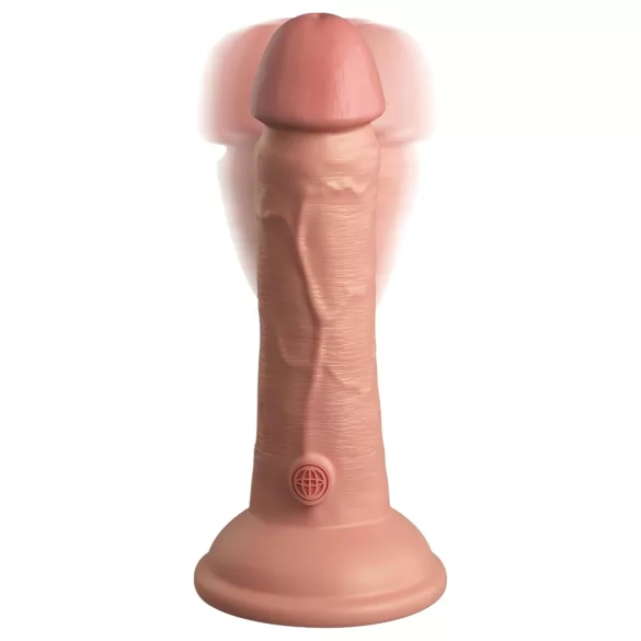 King Cock Elite - realistični vibrator s vakuumskom bazom 15 cm - prirodna boja