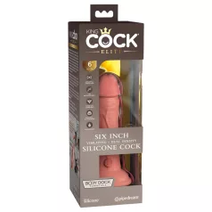   King Cock Elite 6 - realistični vibrator 15cm - tamno prirodna boja