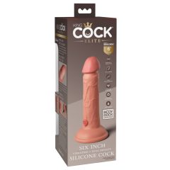   King Cock Elite 6 - realistični vibrator s vakuumom 15 cm (tamno prirodni)