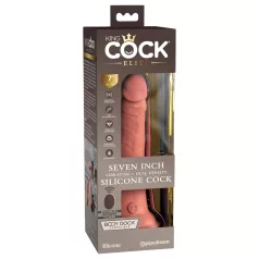   King Cock Elite 7 - vibrirajući dildo s vakuumskom bazom, 18 cm, prirodna boja