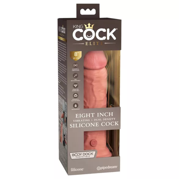 King Cock Elite - Vibrator s vakuumskom čašom - 20 cm - natur