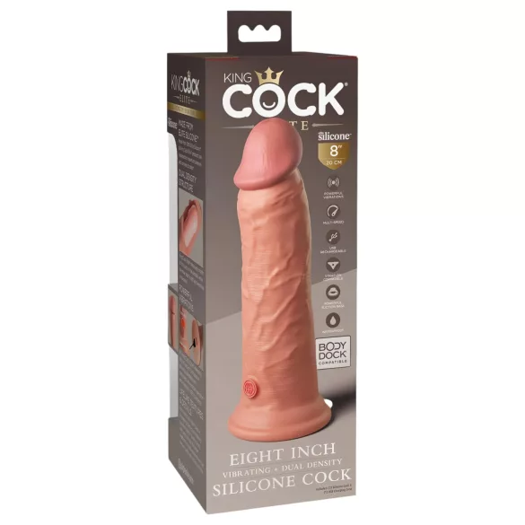 King Cock Elite - Vibrator s vakuumskom čašom - 20 cm - natur