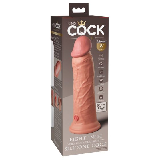King Cock Elite 8 - realistični vibrator (20 cm) - prirodan