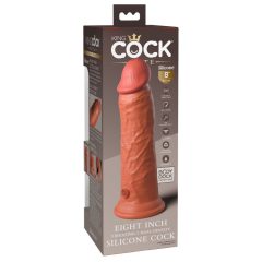   King Cock Elite 8 - realistični vibrator s vakuumom 20 cm (tamno prirodni)