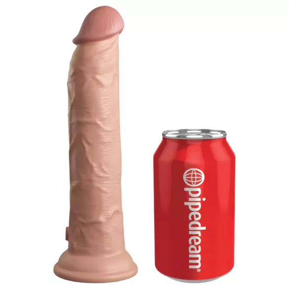 King Cock Elite 9 - realistični vibrator s vakuumskom čašom 23 cm - bež