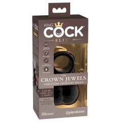   King Cock Elite Crown Jewels - njišući testis, vibrirajući prsten za penis (crni)