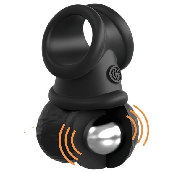 King Cock Crown Jewels - crni vibrirajući penis prsten