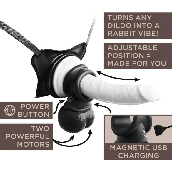 King Cock Crown Jewels - crni vibrirajući penis prsten