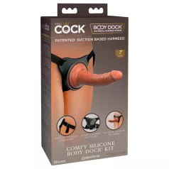   King Cock Elite Comfy - strap-on dildo s remenom - tamna prirodna boja