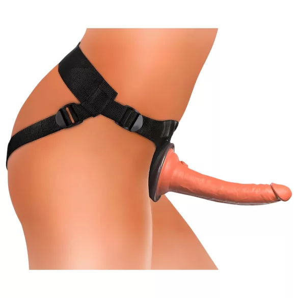 King Cock Elite Comfy - strap-on dildo s remenom - tamna prirodna boja
