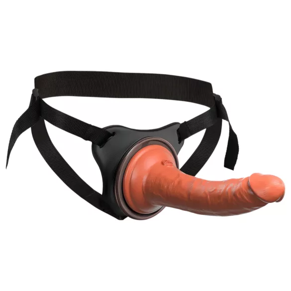 King Cock Elite Comfy - strap-on dildo s remenom - tamna prirodna boja