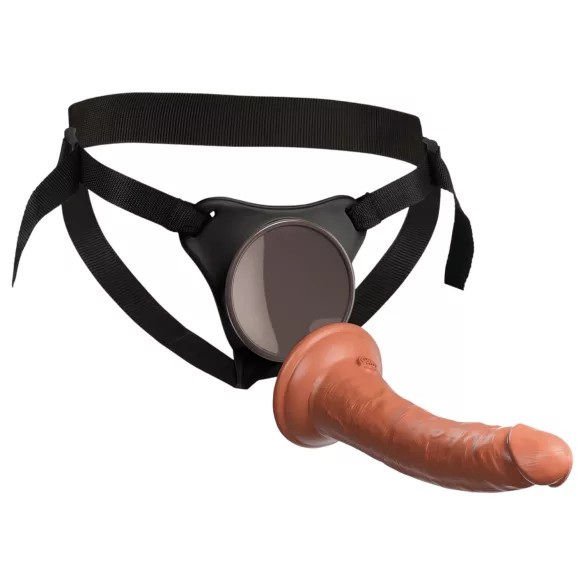 King Cock Elite Comfy - strap-on dildo s remenom - tamna prirodna boja