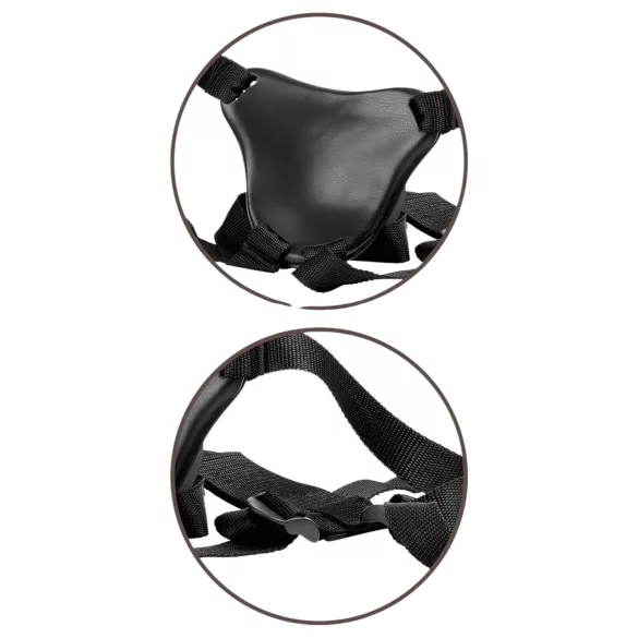 King Cock Elite Comfy - strap-on dildo s remenom - tamna prirodna boja