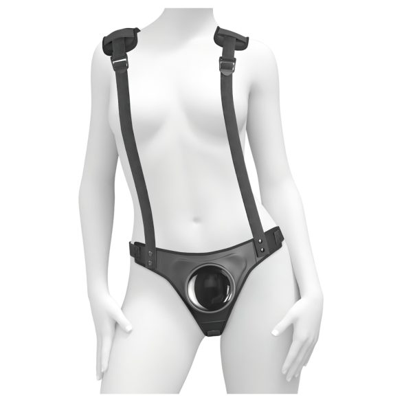 Body Dock - crni strap-on gaćice s naramenicama