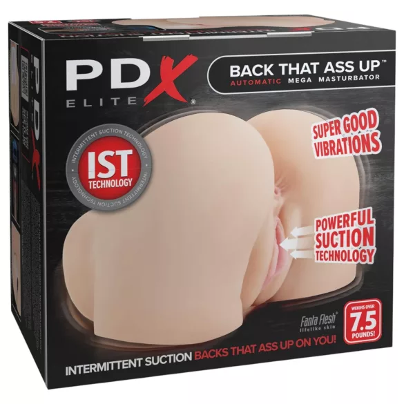PDX Elite - usisni, vibrirajući 2-u-1 masturbator (naturalan)