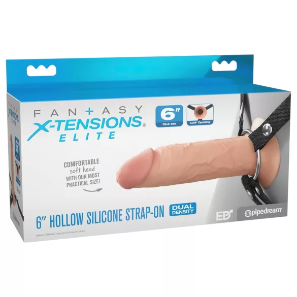 X-TENSION Elite - šuplji pripadajući dildó (prirodan)