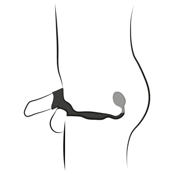 Rebel - prsten za penis i testise s analnim vibratorom - crni