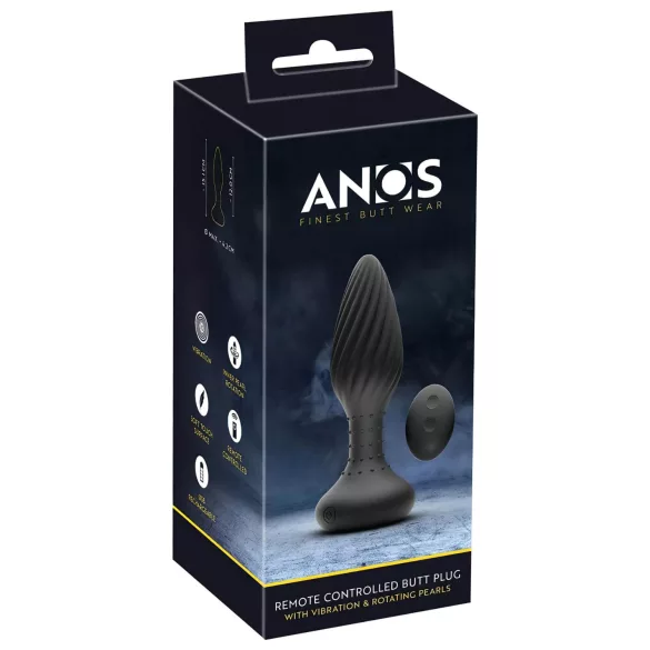 ANOS - analni vibrator s rotirajućim perlicama - crni