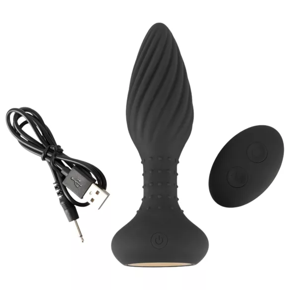 ANOS - analni vibrator s rotirajućim perlicama - crni