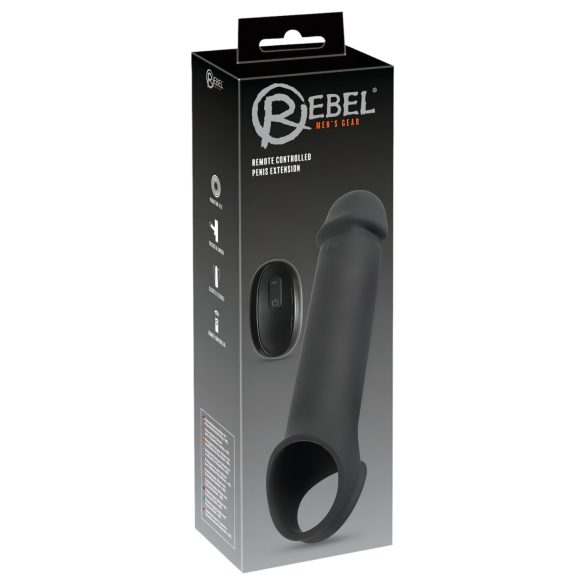 Rebel - punjiva vibrirajuća navlaka za penis s radiom (crna)