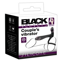   Black Velvet - punjivi 2u1 vibrator za parove i penis prsten (crni)
