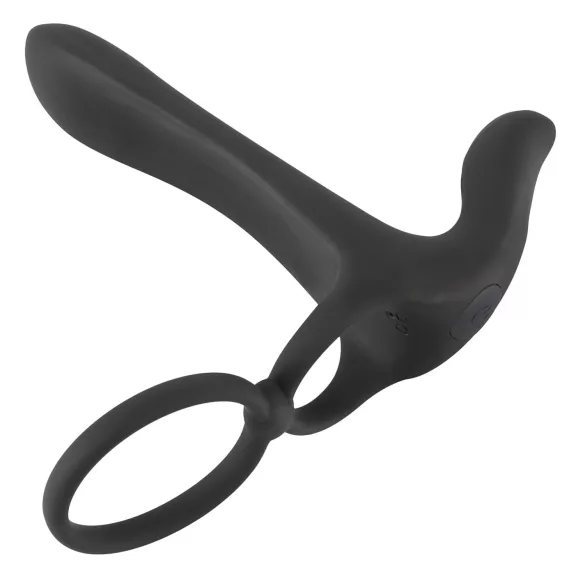 Black Velvets - vibrator za parove i erekcijski prsten na punjenje - crni