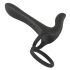 Crni Velvet - punjivi 2u1 parni vibrator i prsten za penis (crni)