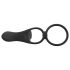 Crni Velvet - punjivi 2u1 parni vibrator i prsten za penis (crni)
