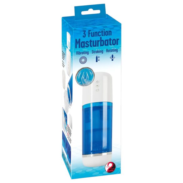 You2Toys - punjivi rotacijski masturbator (plavo-bijeli)